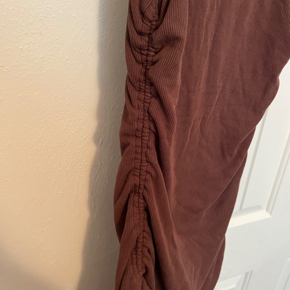 White Fox Boutique Play it Loud Drawstring Mini Dress Chocolate/Mocha - Picture 6 of 8